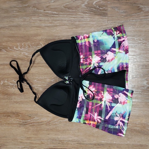 (XL) Op Ocean Pacific Tankini Top Swimwear Colorful Palm Print Vacation Beach - Picture 8 of 8